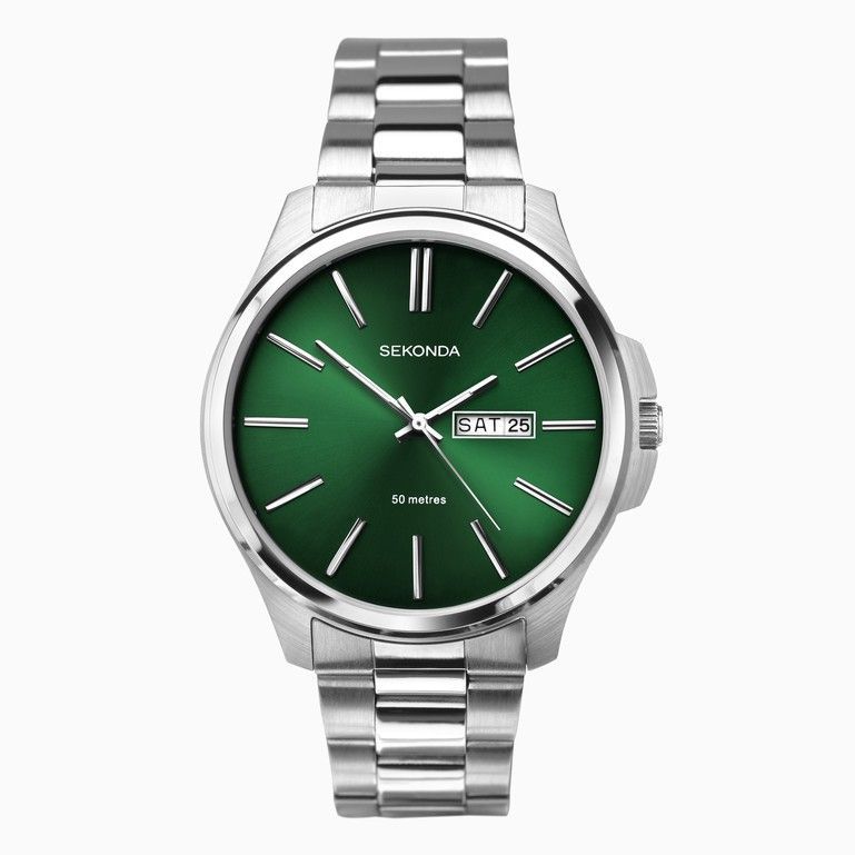 Sekonda Silver Watch With Green Face — Watch Shop on the Sunshine Coast