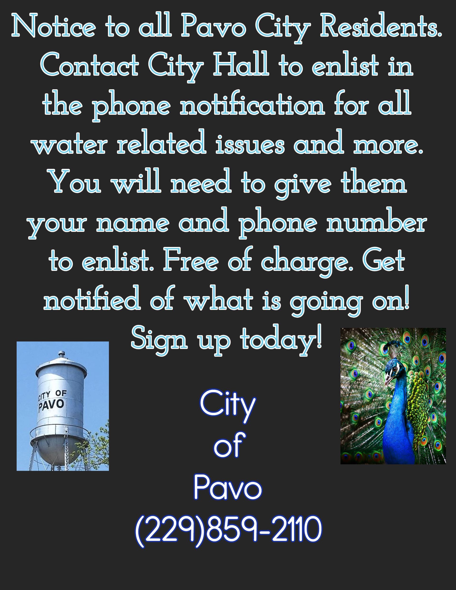 Notice to Pavo Residents