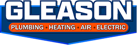 The logo for gleason plumbing heating air electric