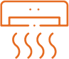 A line drawing of an air conditioner with smoke coming out of it.