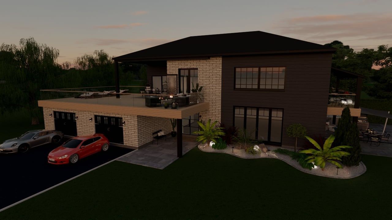 Une grande maison avec une voiture garée devant.