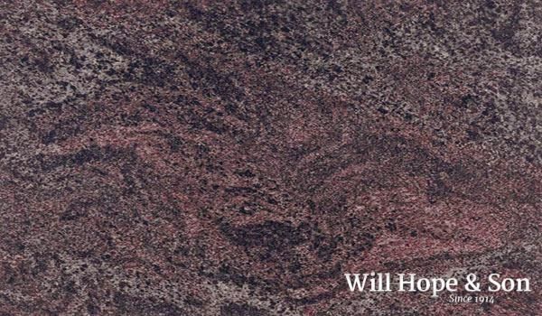 A close up of a granite slab with the words will hope & son written on it