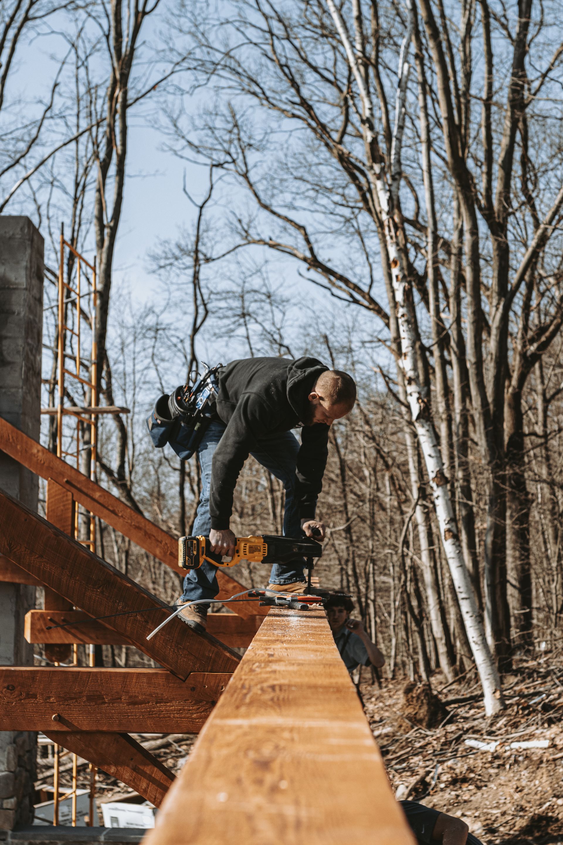 Custom timber frame pavilion Pennsylvania Amish made