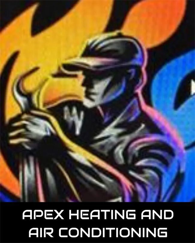 A plumber holding a wrench, in front of fire-like background. "Water Heaters & More".