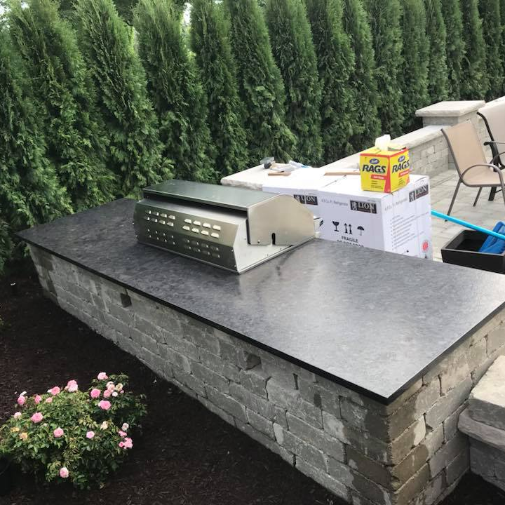 Picture of outdoor granite countertops fabricated and installed by L&E Marble and Granite