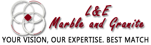 l&e marble and granite logo