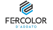 Un logo per fercolor d'addato con un esagono blu e nero su sfondo bianco.