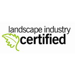 A landscape industry certified logo with a green leaf on a white background.