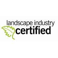 A landscape industry certified logo with a green leaf on a white background.