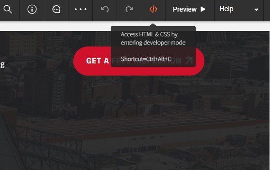 A computer screen with a red button that says get a