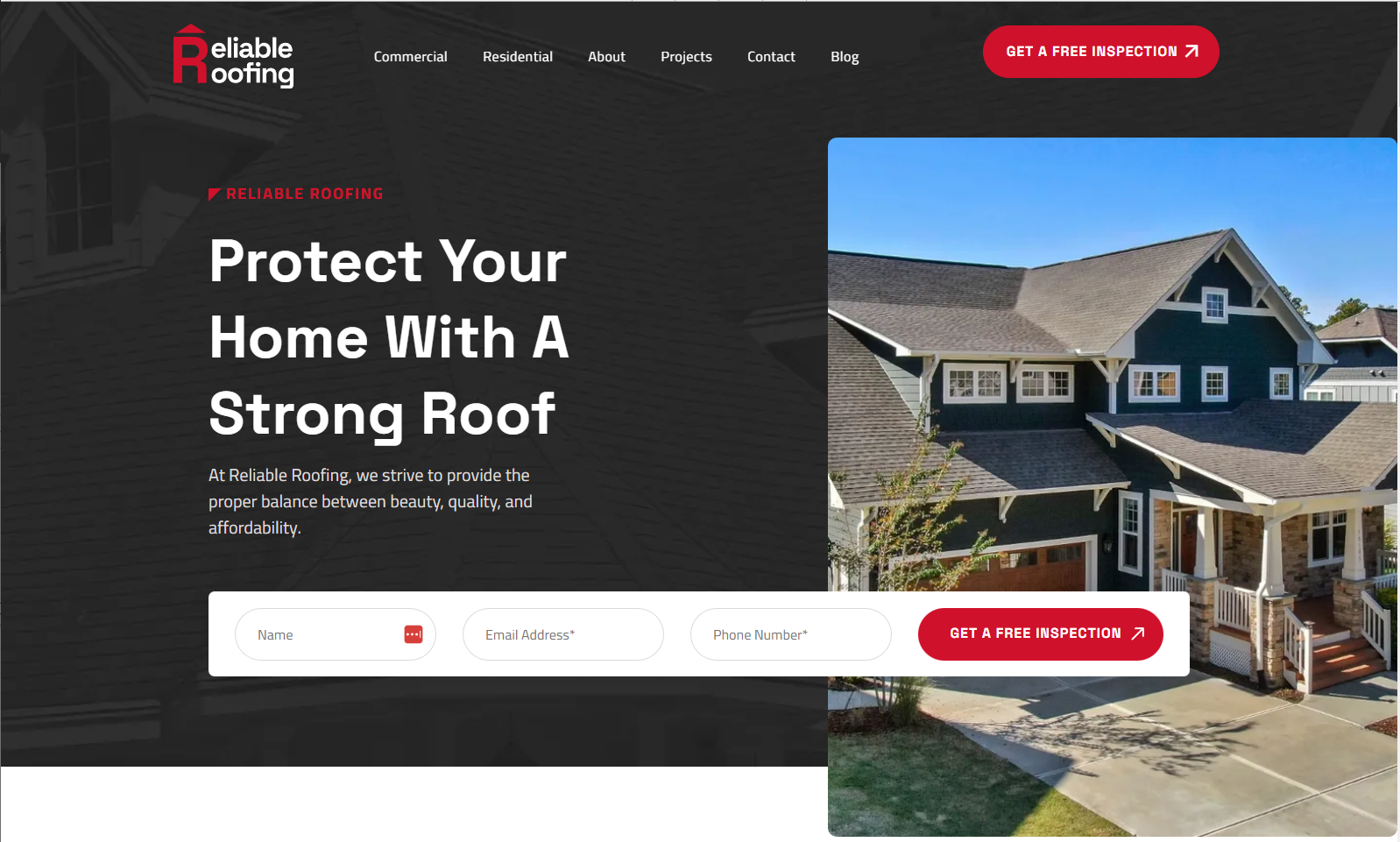 A screenshot of a website that says `` protect your home with a strong roof ''.