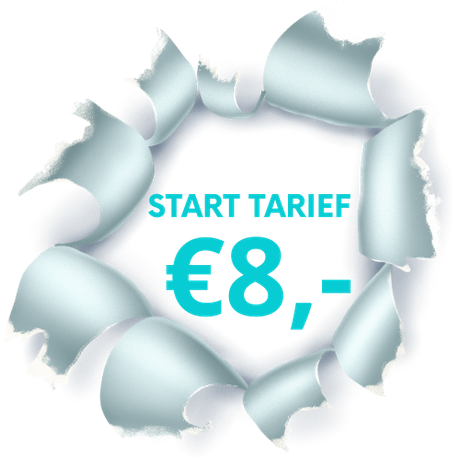 Een gat in een stuk papier met de woorden start tarief erop geschreven