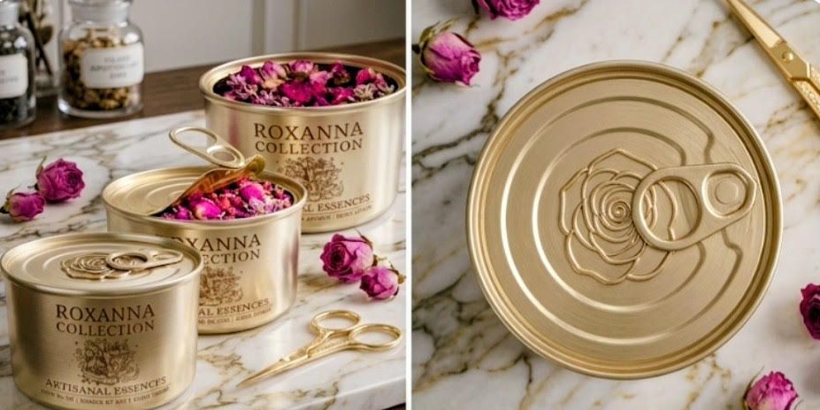 ROXANNA COLLECTION   |   Aroma  Luxury Tins | Artisan, Linen  Orangecc