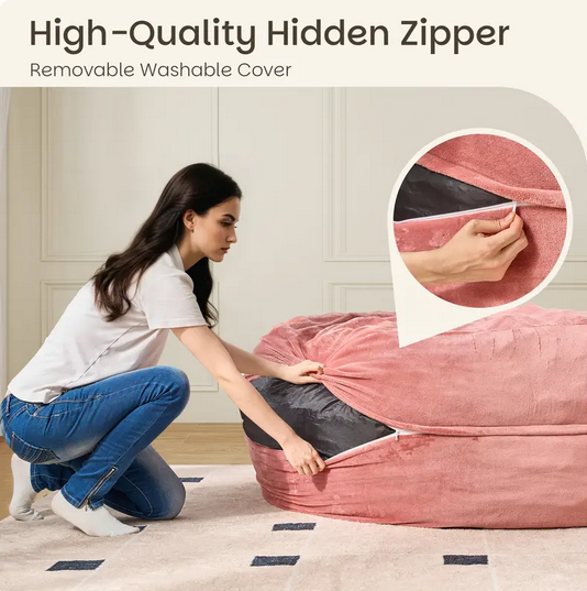 Pink Fluffy Memory Foam (with Ottoman) bean bag, 3ft, 4ft 5ft.