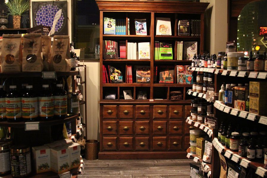 A store filled with lots of food and books