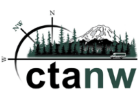 a logo for ctanw with a mountain in the background
