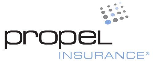 the logo for propel insurance is on a white background .