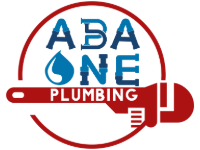 Logo for "Abane Plumbing" featuring text and a wrench icon. Blue and red color scheme.