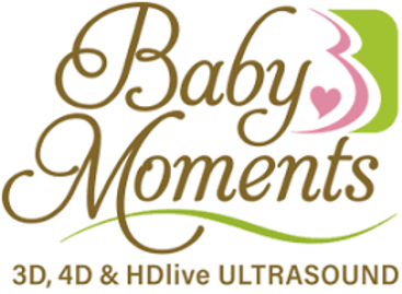 a logo for baby moments 3d 4d and hdlive ultrasound