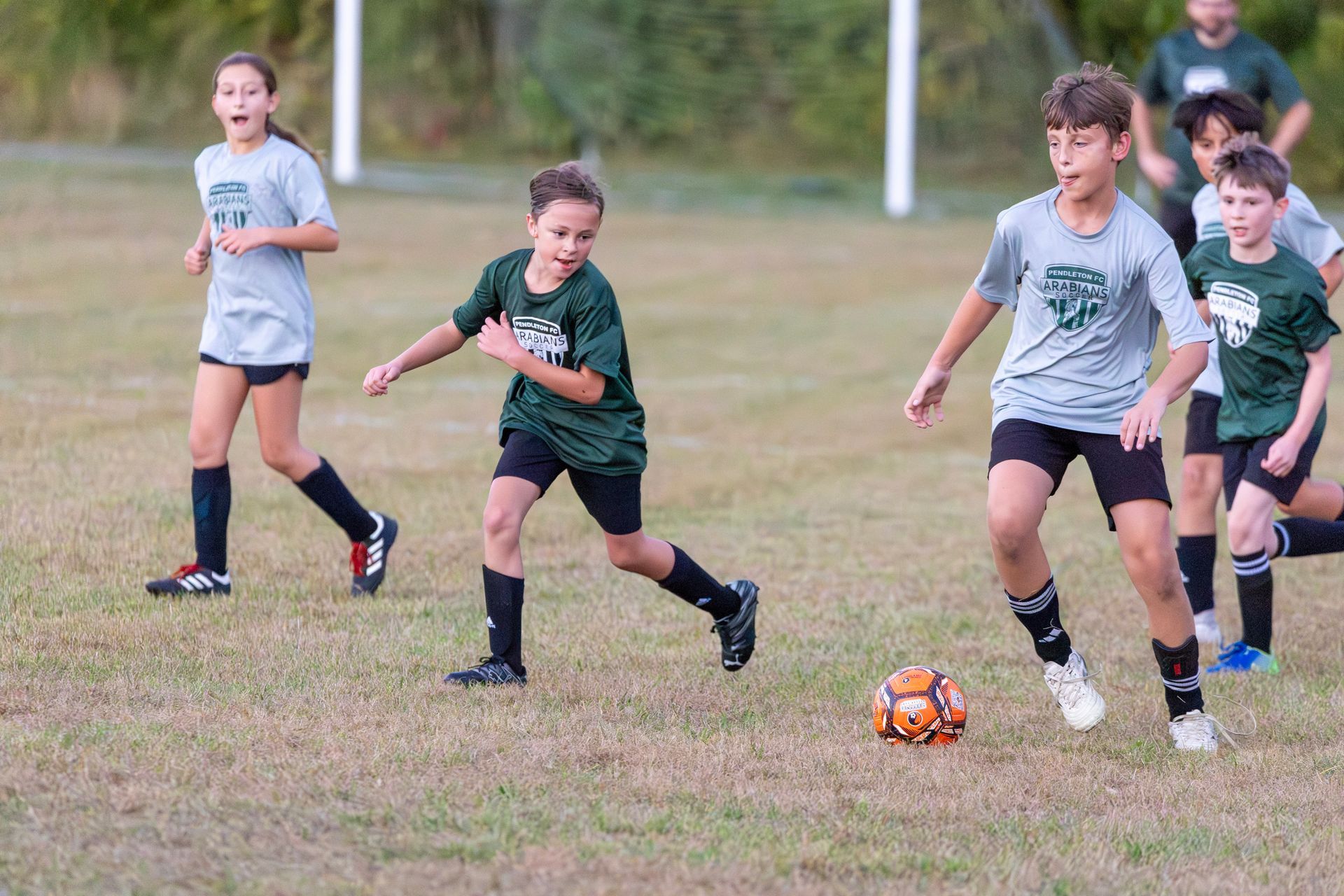 Children playing soccer for Pendleton FC