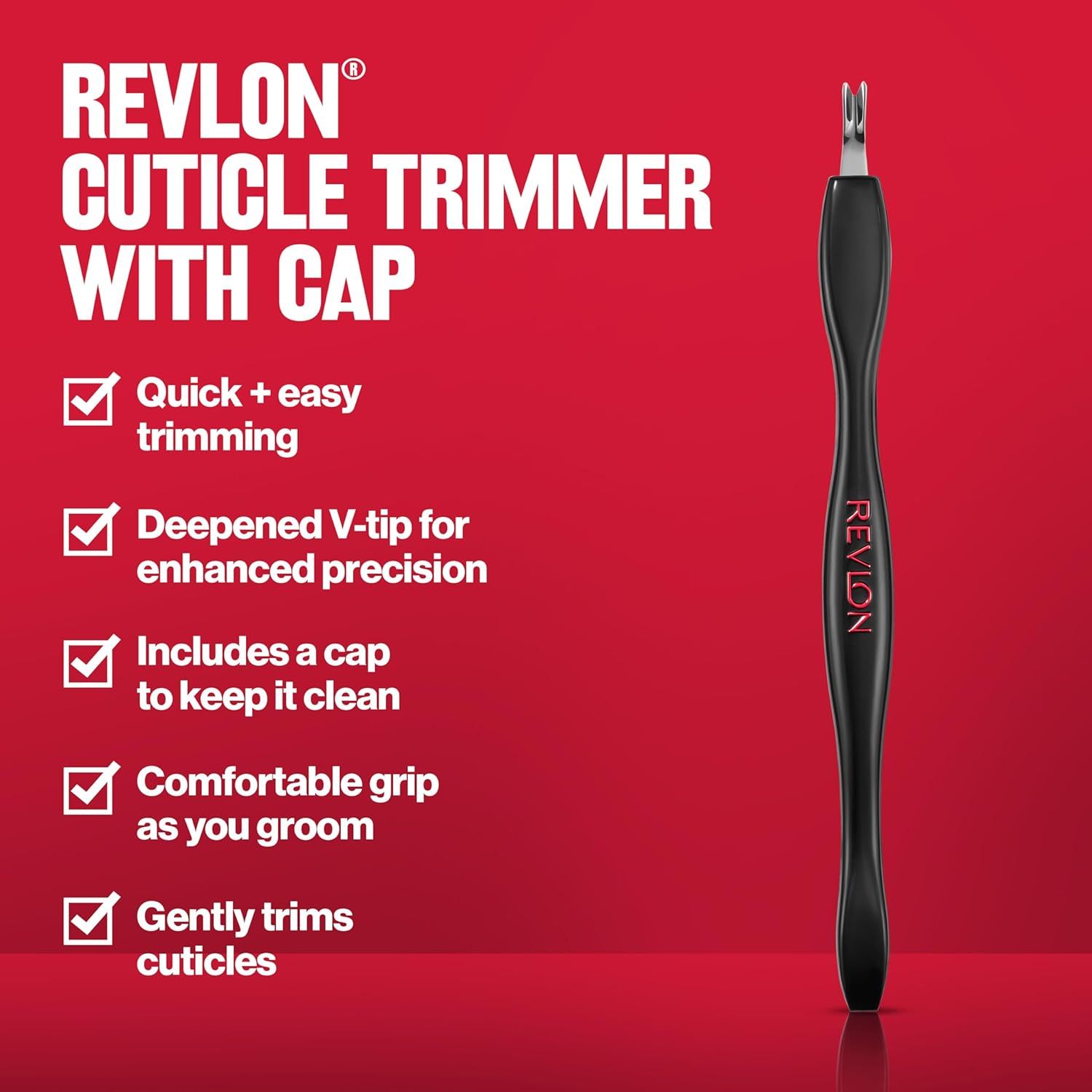 Revlon Cuticle Trimmer with Cap, Cuticle Remover Tool, Nail Care, High Precision V-Tip Blade