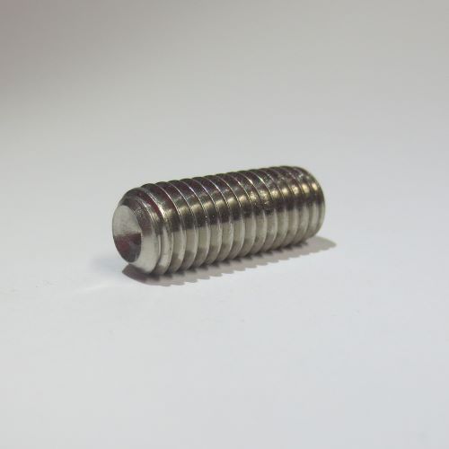 DIN 916 - ISO 4029: Gewindestift mit Ringschneide und Innensechskant (Ringschneide im Bild) 
M 1,6 - M 16, 
in Stahl (45H) blank oder verzinkt (auch schwarz), Edelstahl A2 und A4