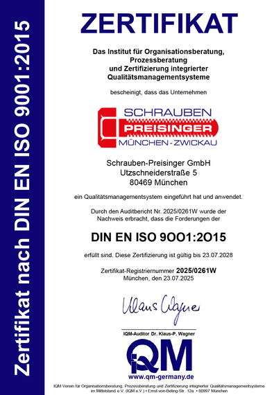 Zertifikat nach ISO 9001 Qualitätsmanagement Zertifikat nach ISO 9001 Qualitätsmanagement