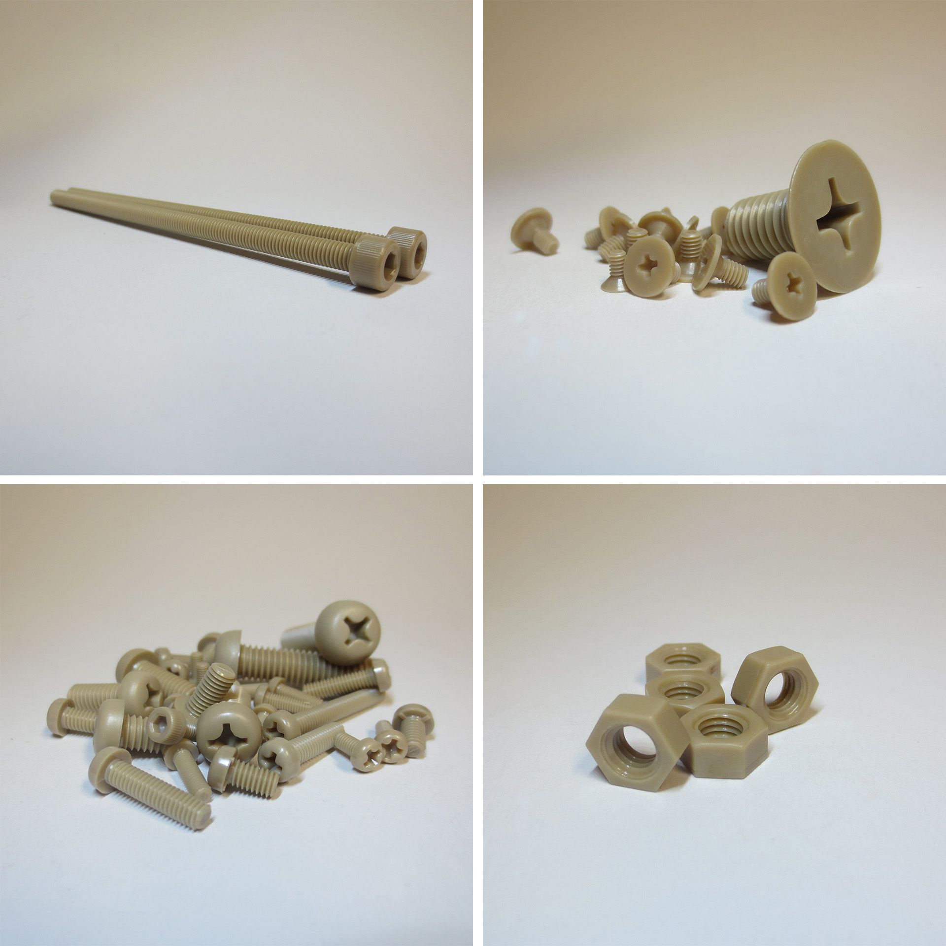 Schrauben, Muttern, Scheiben aus Peek