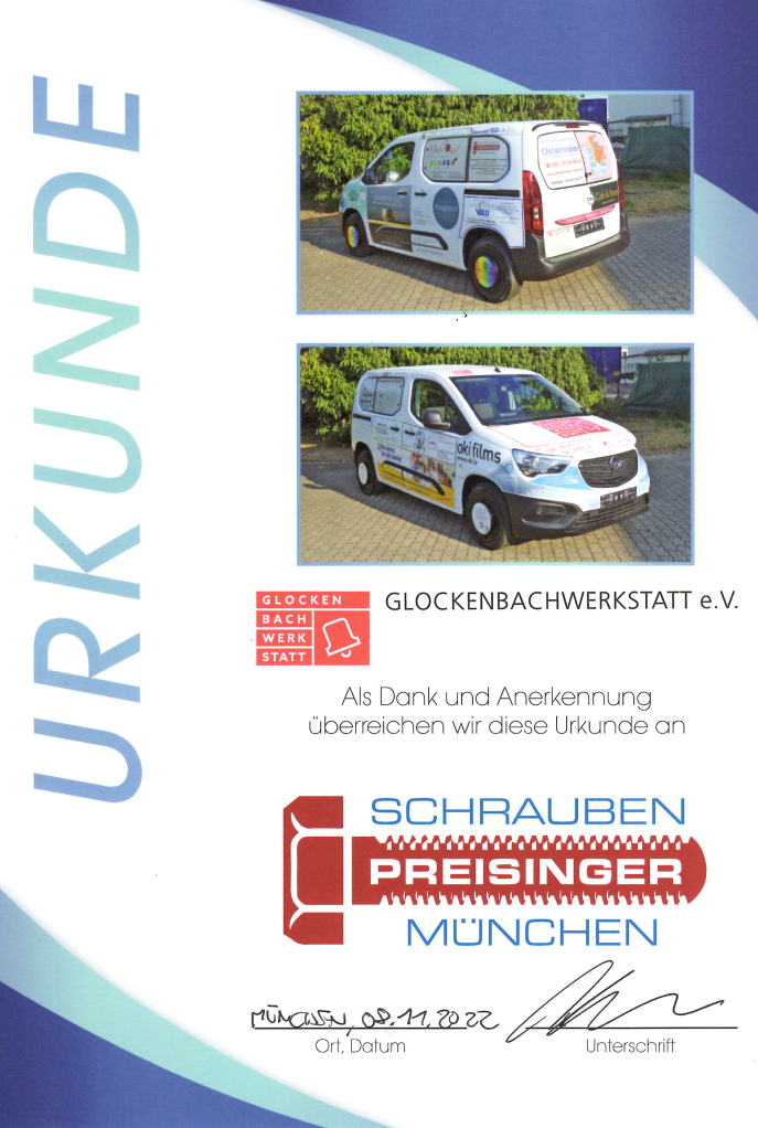 Sponsoring Werbefahrzeug Glockenbachwerkstatt e.V.