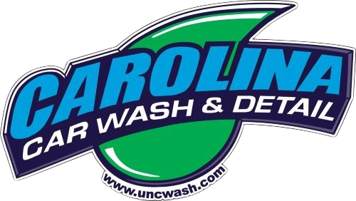 Logo for Carolina Car Wash & Detail, blue and green with website address.