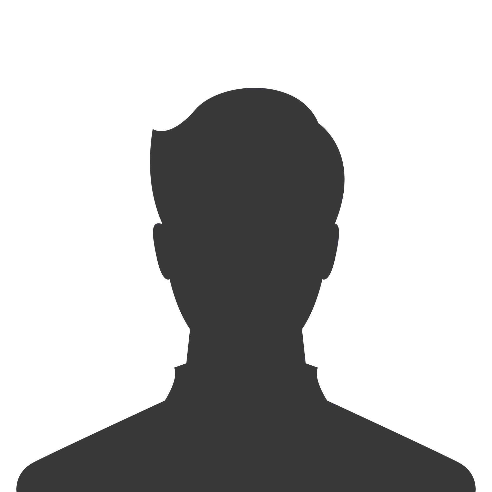 A silhouette of a man without a face on a white background.