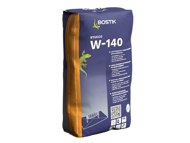 Bostik Stucco W-140,  Snel Afbindende Lichtgewicht Uitvlakmortel, Grijs, Zak 20kg