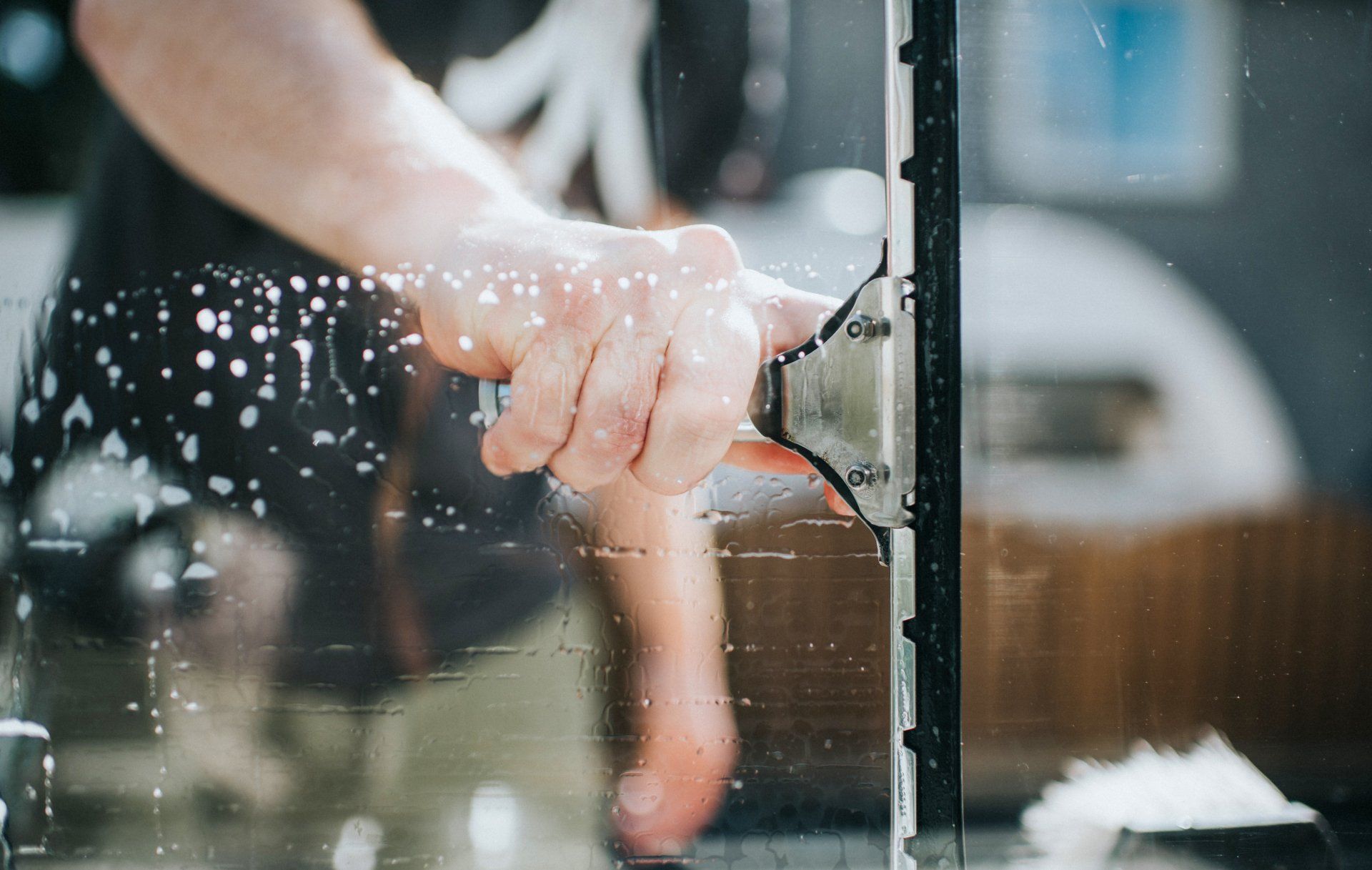 meeting hub area at commercial premises, featuring window wall
