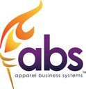 The logo for abs apparel business systems has a torch on it.