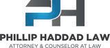 The logo for phillip haddad law attorney and counselor at law.