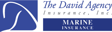 A blue and white logo for the david agency marine insurance