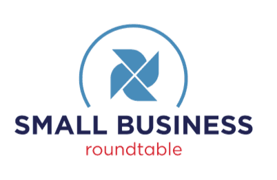 A small business roundtable logo with a blue propeller in a circle.