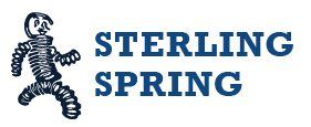 The logo for sterling spring shows a person made of stainless steel springs.