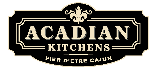 The logo for acadian kitchens fier d' etre cajun