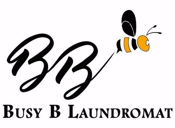 The logo for busy b laundromat has a bee on it.