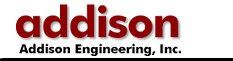 A red and white logo for addison engineering inc.