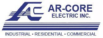 A blue and white logo for ar-core electric inc.