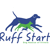 The logo for ruff start dog rescue of illinois