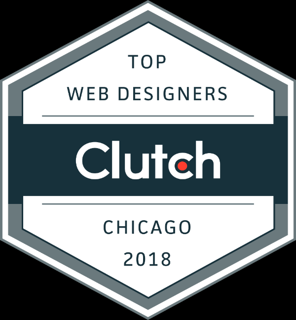 A badge that says top web designers clutch chicago 2018