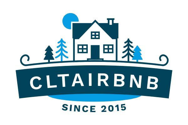 A logo for cltairbnb since 2015 with a house and trees
