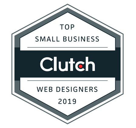 It is a badge that says `` top small business clutch web designers 2019 ''.