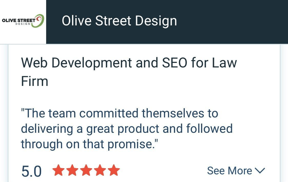 A review of olive street design web development and seo for law firm