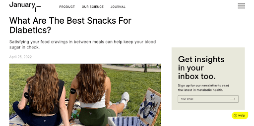 A screenshot of a website that says what are the best snacks for diabetics