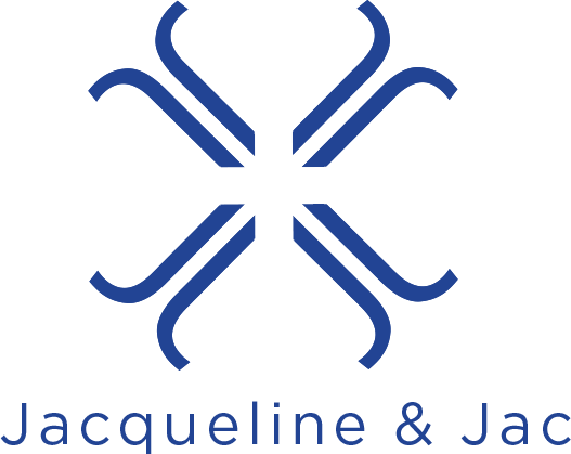 A blue logo for jacqueline & jac