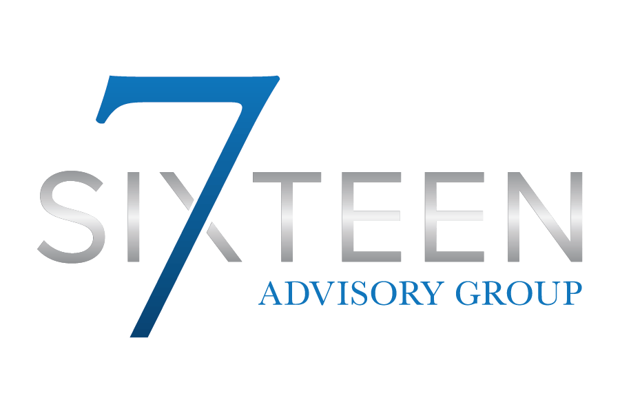 The sixteen advisory group logo is blue and silver on a white background.